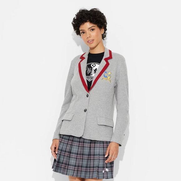 NEW Women's Target Exclusive Beetlejuice Astrid Graphic Blazer - Heather Gray M - Picture 1 of 10